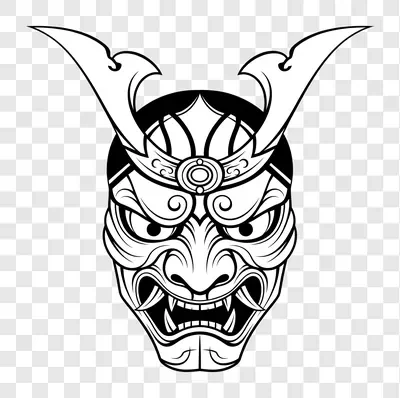 samurai oni mask tattoo design illustration