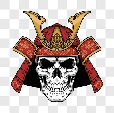samurai skull warrior helmet illustration