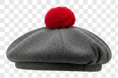 scottish tam o shanter hat with red pom pom