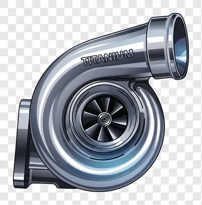 shiny titanium turbocharger engine component illustration