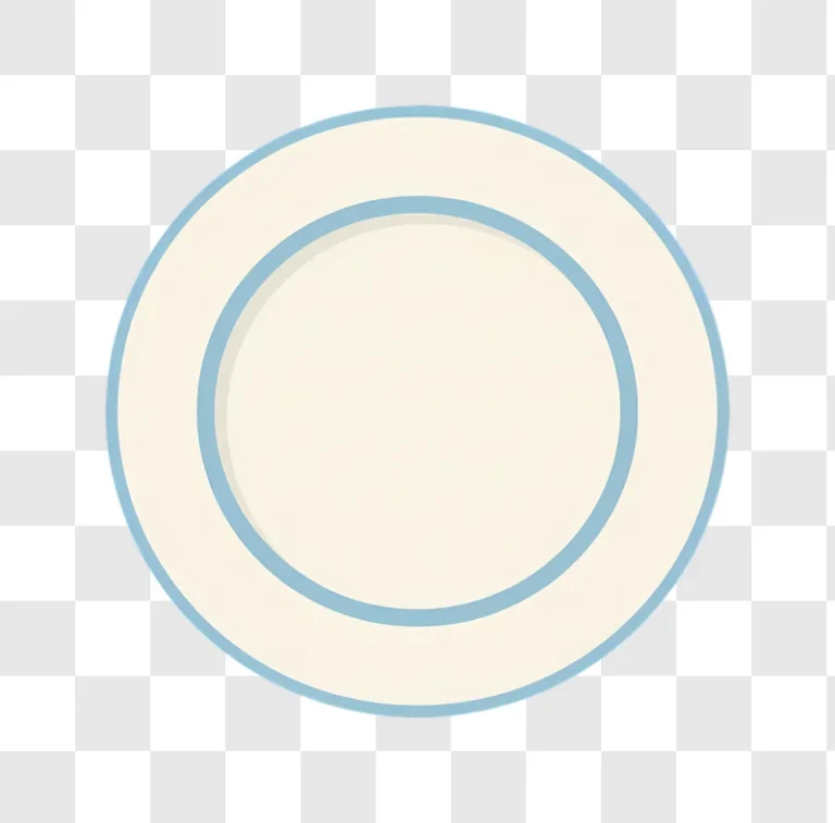 simple cream colored plate with blue rim edited