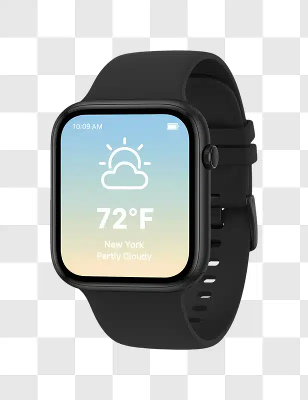 smartwatch displaying weather forecast information on screen edited 1