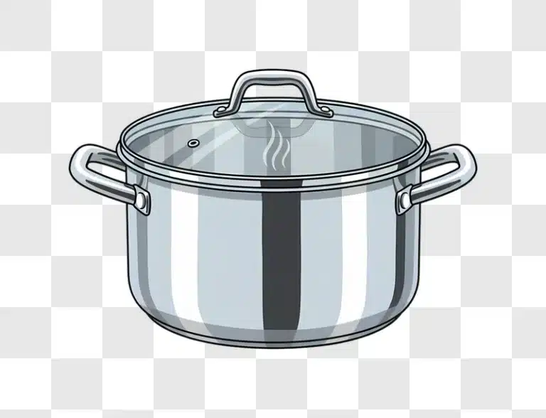 stainless steel cooking pot with glass lid and steam edited