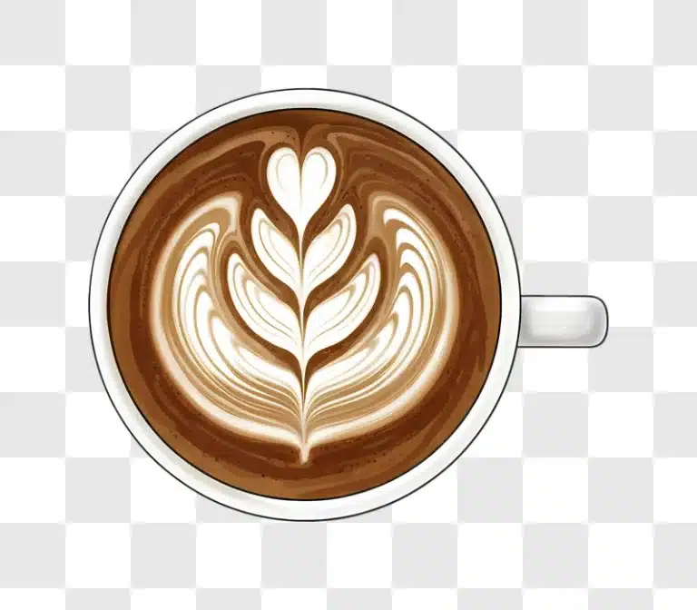 top view of a delicious latte with beautiful art edited