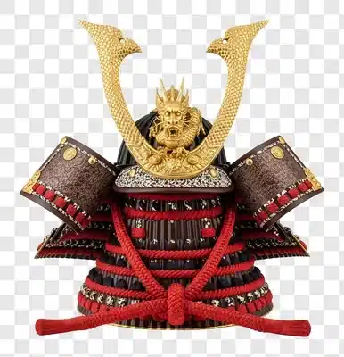 traditional japanese samurai helmet with ornate golden details