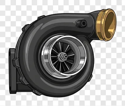 turbocharger engine part illustration isolated on white background