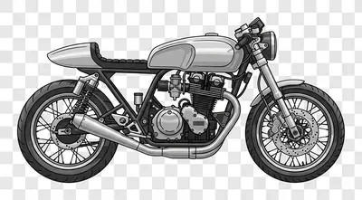 vintage cafe racer motorcycle side view illustration