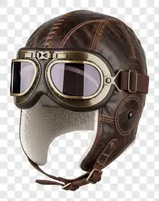 vintage leather aviator helmet with goggles
