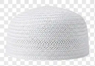white knitted taqiyah cap for muslim men