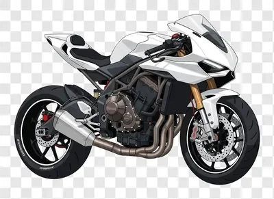 white sport custom motorcycle side view illustration