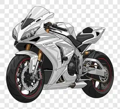 white sport motorcycle side view detailed illustration