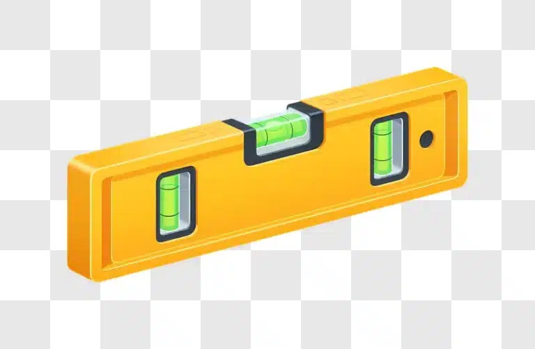 yellow spirit level tool for measuring horizontal and vertical planes edited