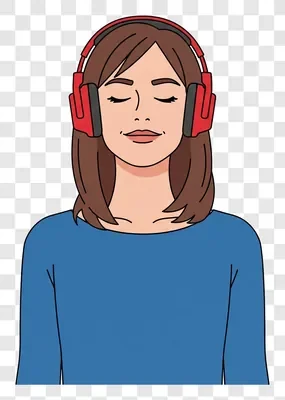 young woman wearing headphones enjoying music with eyes closed