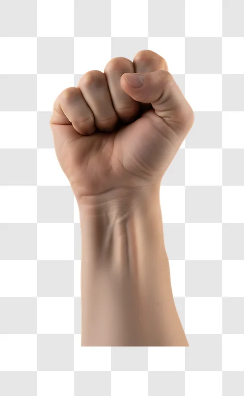 a clenched fist raised in the air symbolizing power and determination edited