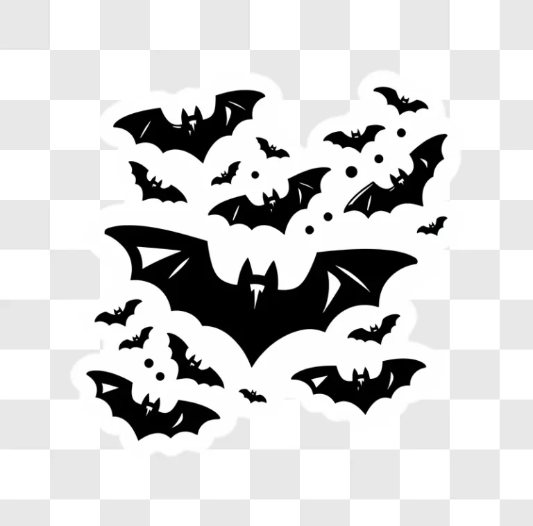 a collection of black bat silhouettes flying in a swarm edited