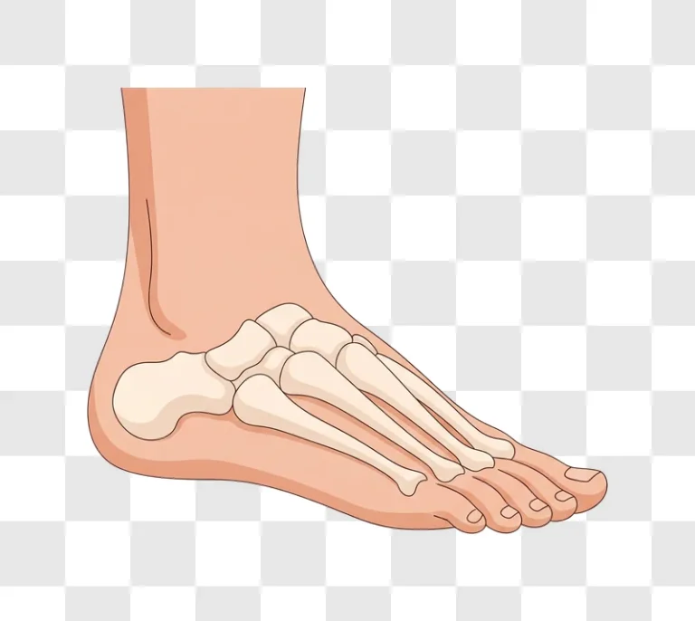 anatomical illustration of human foot bones and skin edited