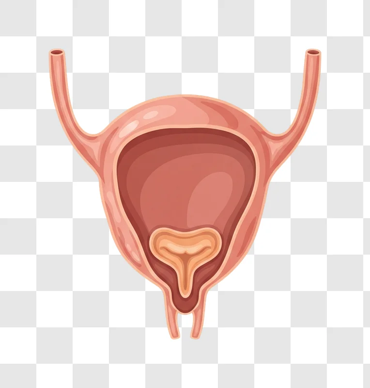 anatomical illustration of the human urinary bladder and ureters edited