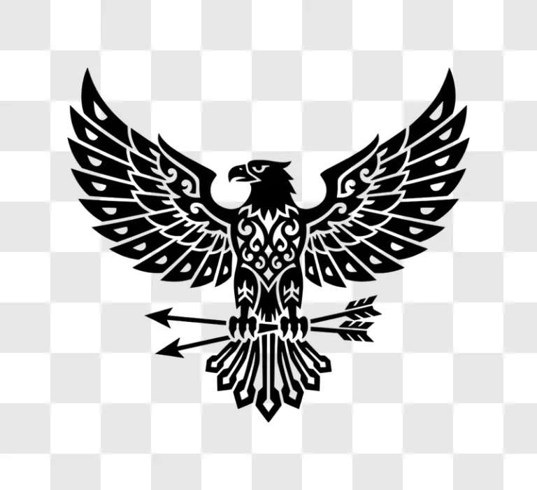 black eagle emblem with arrows symbol edited