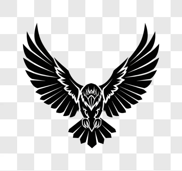 black eagle spreading wings silhouette vector art edited