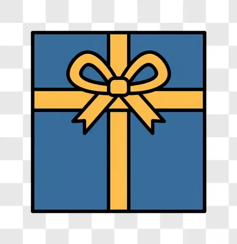 blue gift box with yellow ribbon and bow edited
