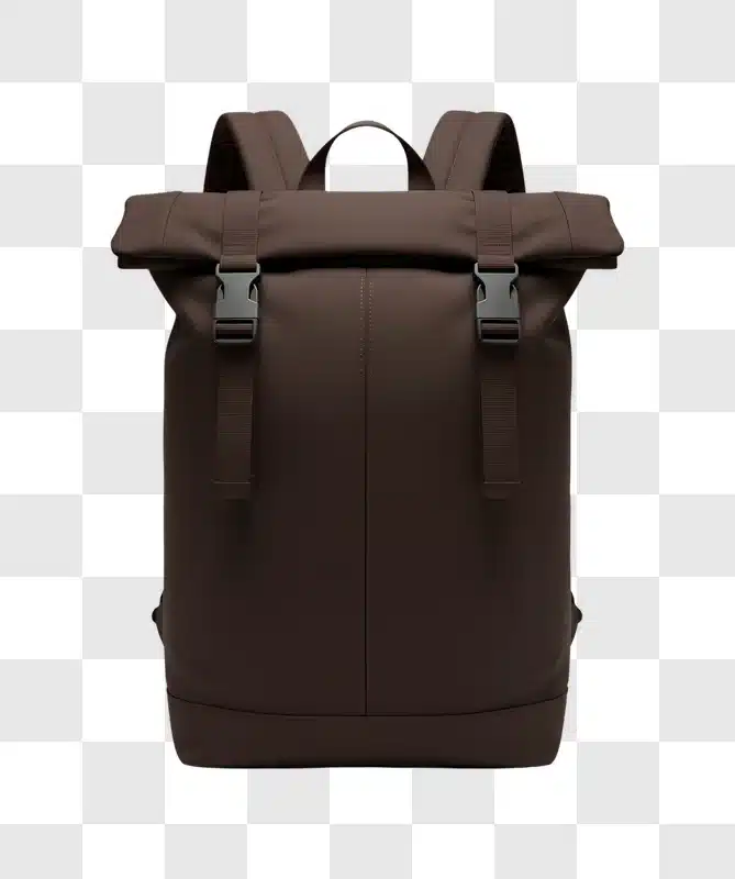 brown roll top backpack for everyday use and travel edited