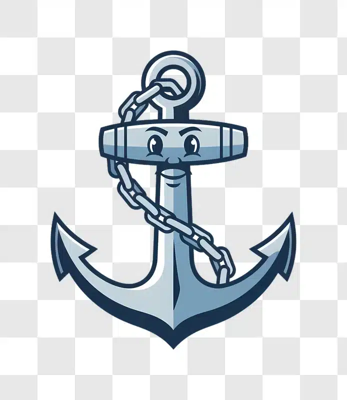 cartoon anchor with a face and chain edited