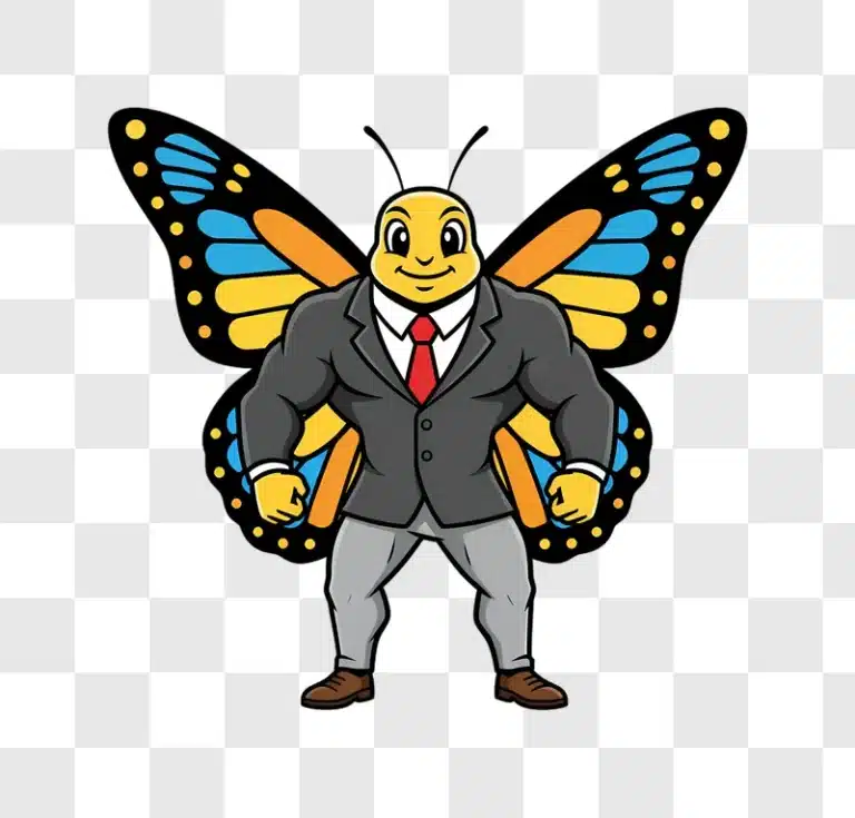 cartoon butterfly businessman mascot character edited