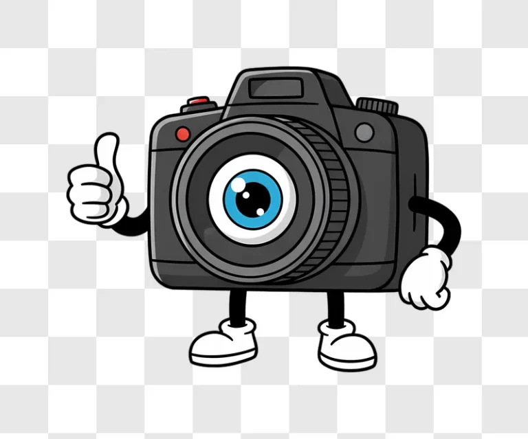 cartoon camera character giving thumbs up edited