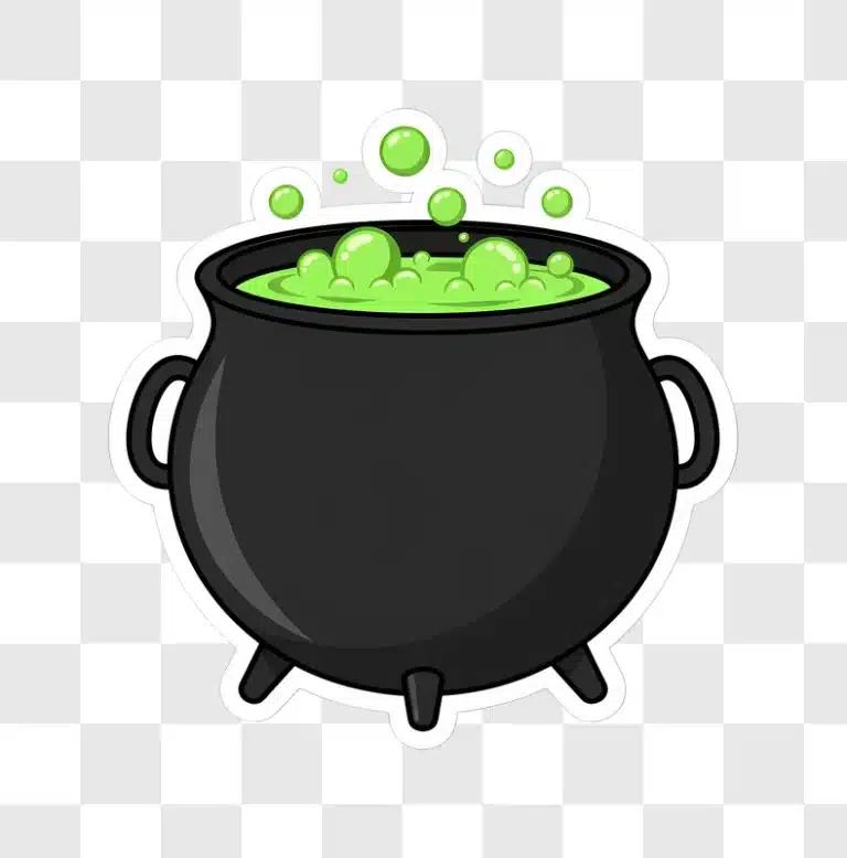 cartoon cauldron bubbling with green potion edited