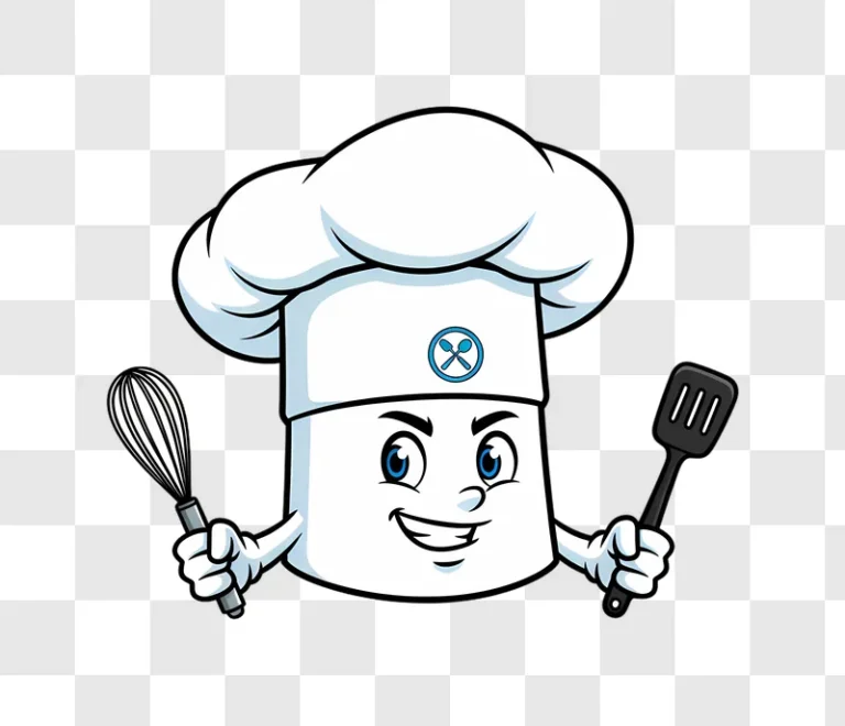 cartoon chef character holding whisk and spatula edited