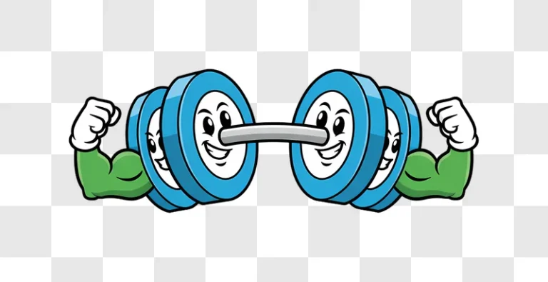 cartoon dumbbell with muscular arms flexing edited