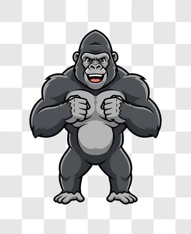 cartoon gorilla standing strong and confident edited