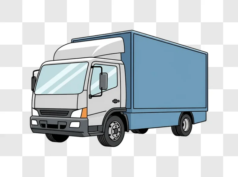 cartoon gray and blue box truck edited