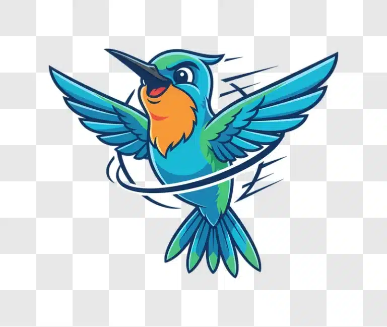 cartoon hummingbird flying with wings spread wide edited