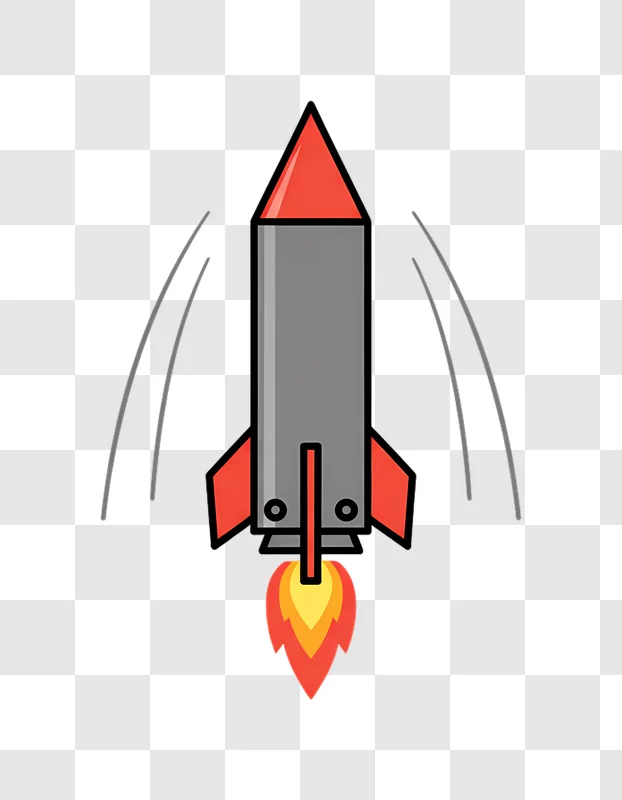 cartoon rocket ship launching into space with flames edited