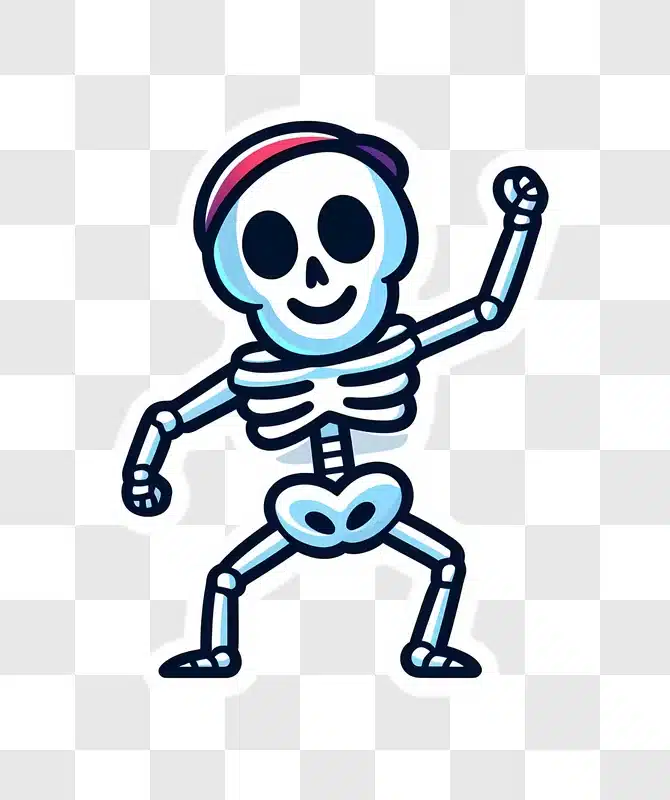cartoon skeleton dancing with joy edited