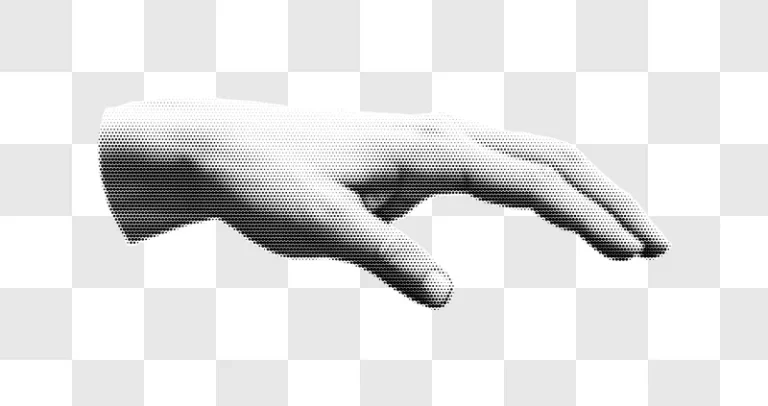 close up of a hand with a halftone effect edited