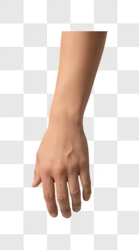 closeup of a human arm and hand against edited