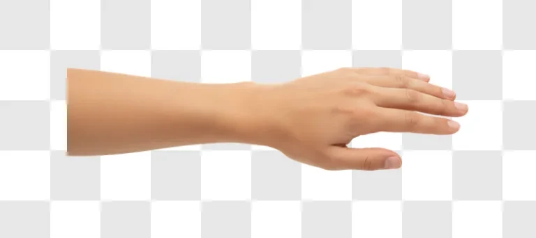 closeup of a human arm and hand with fair skin isolated on white background edited