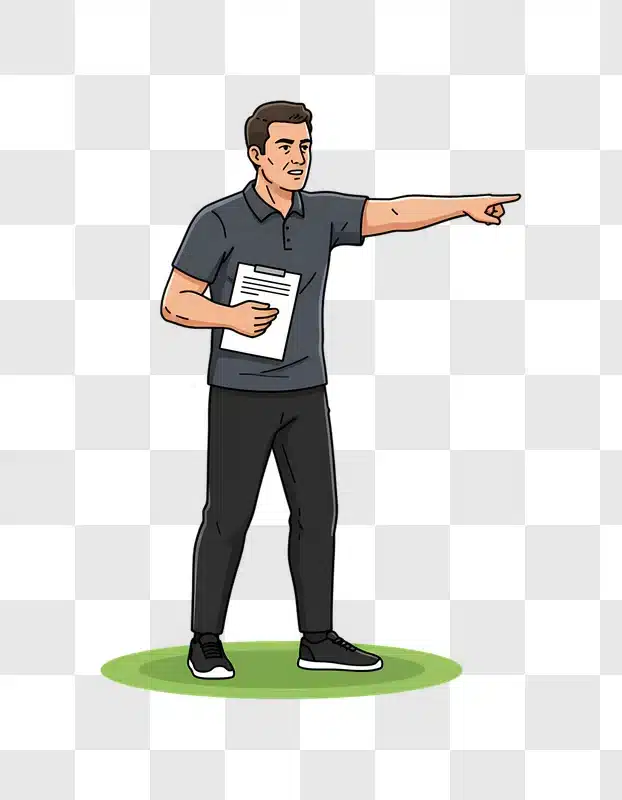 coach pointing with clipboard on green field edited