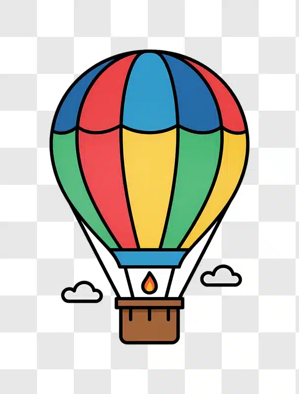 colorful hot air balloon floating in the sky with clouds edited