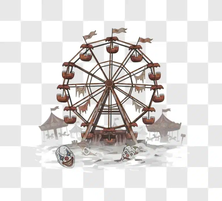 creepy abandoned ferris wheel at a haunted carnival