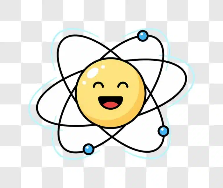 cute atom character with smiling face and orbiting electrons edited