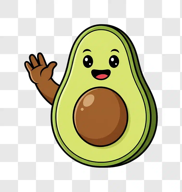 cute avocado character waving hand cartoon edited