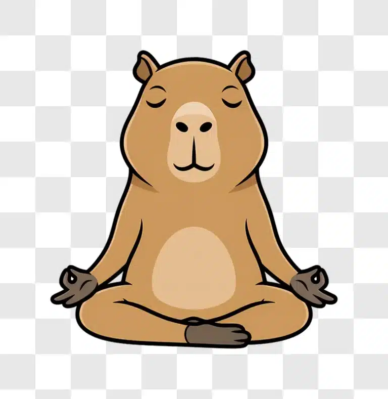 cute capybara meditating in lotus pose edited