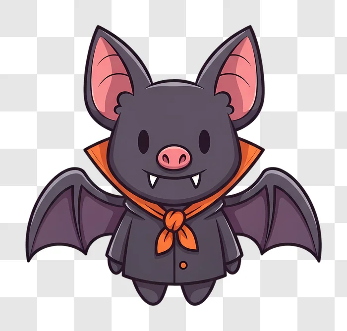 cute cartoon bat character wearing a scarf and cape edited