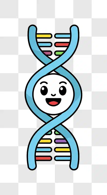 cute cartoon dna double helix character smiling edited