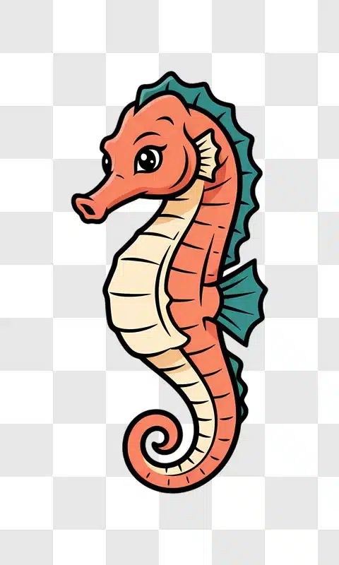 cute cartoon seahorse illustration edited