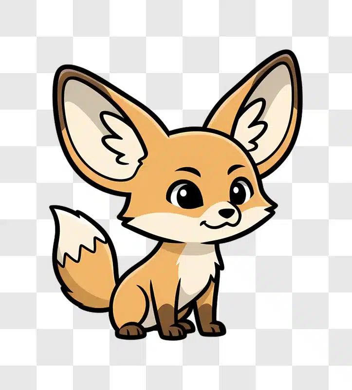 cute fennec fox cartoon character sitting edited