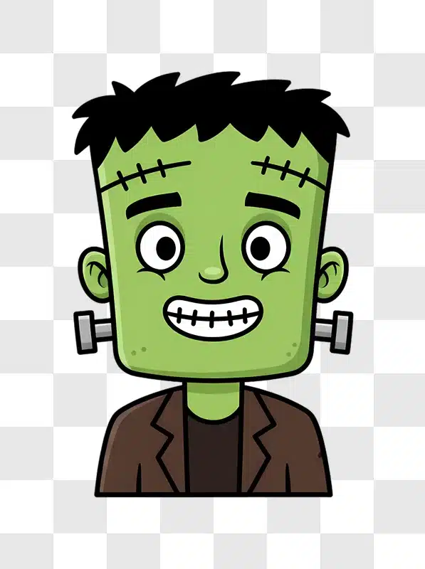 cute frankenstein monster head cartoon illustration edited